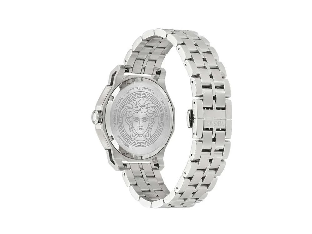 Versace Medusa Deco Gent Quartz Watch, Recycled Steel, Blue, 43 mm, VE9I00324 - Image 3