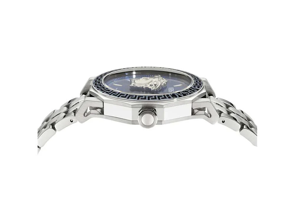 Versace Medusa Deco Gent Quartz Watch, Recycled Steel, Blue, 43 mm, VE9I00324 - Image 4