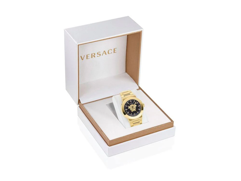 Versace Medusa Infinite Gent Quartz Watch, PVD Gold, Black, 47 mm, VE7E00623 - Image 5