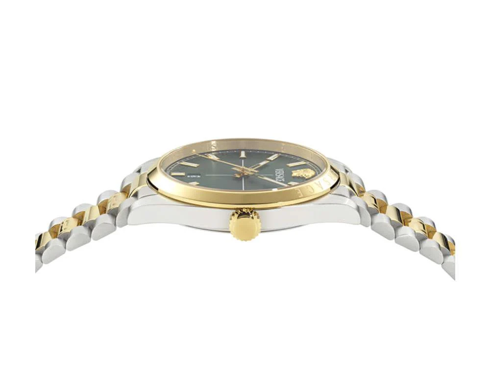 Versace Millenyium Quartz Watch, PVD Gold, Green, 40 mm, VE0G00425 - Image 4