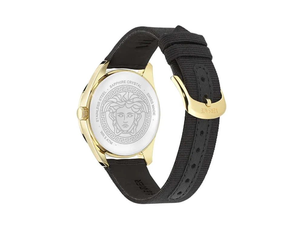 Versace New V Circle Quartz Watch, PVD Gold, 36 mm, Sapphire Crystal, VE8A00224 - Image 3