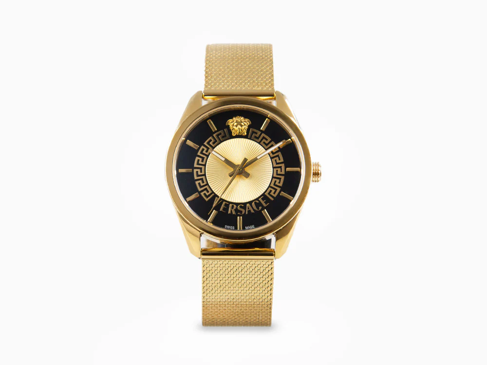 Versace New V Circle Quartz Watch, PVD Gold, 36 mm, Sapphire Crystal, VE8A00424 - Image 2