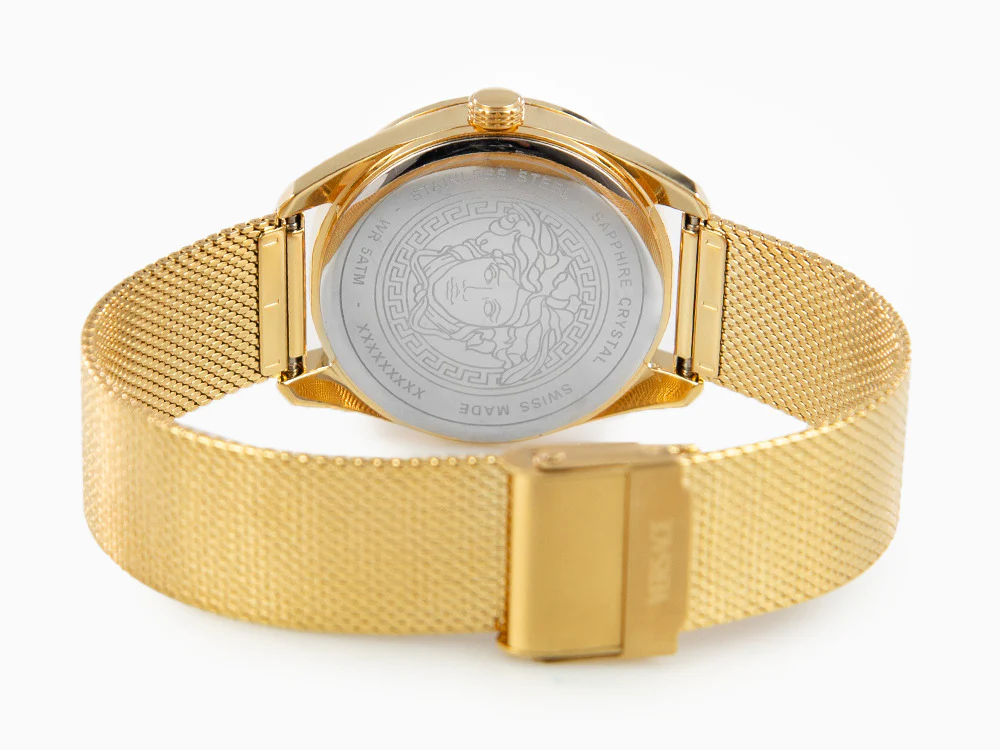 Versace New V Circle Quartz Watch, PVD Gold, 36 mm, Sapphire Crystal, VE8A00424 - Image 3