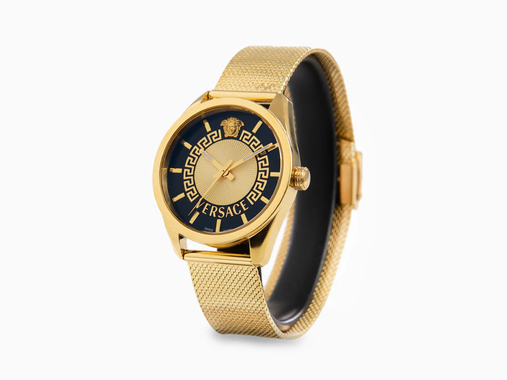 Versace New V Circle Quartz Watch, PVD Gold, 36 mm, Sapphire Crystal, VE8A00424 - Image 4