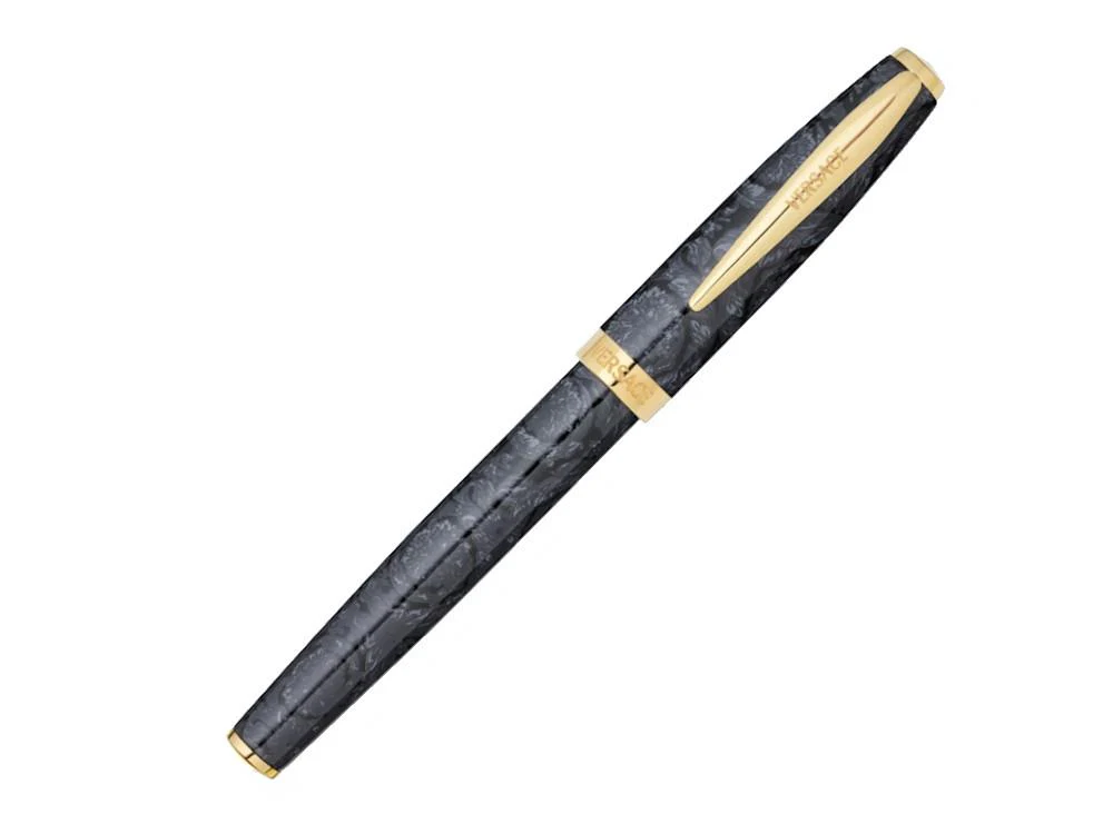 Versace + Notebook Barocco Rollerball pen, Resin, Black, Gold plated, VRAD00724 - Image 2