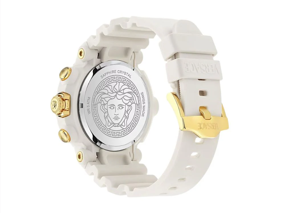 Versace Real Active ChronoQuartz Watch, Recycled Steel, White, 45 mm, VE0L00525 - Image 3