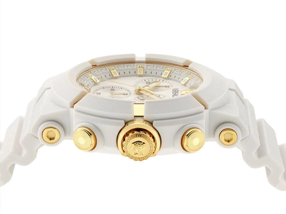 Versace Real Active ChronoQuartz Watch, Recycled Steel, White, 45 mm, VE0L00525 - Image 4