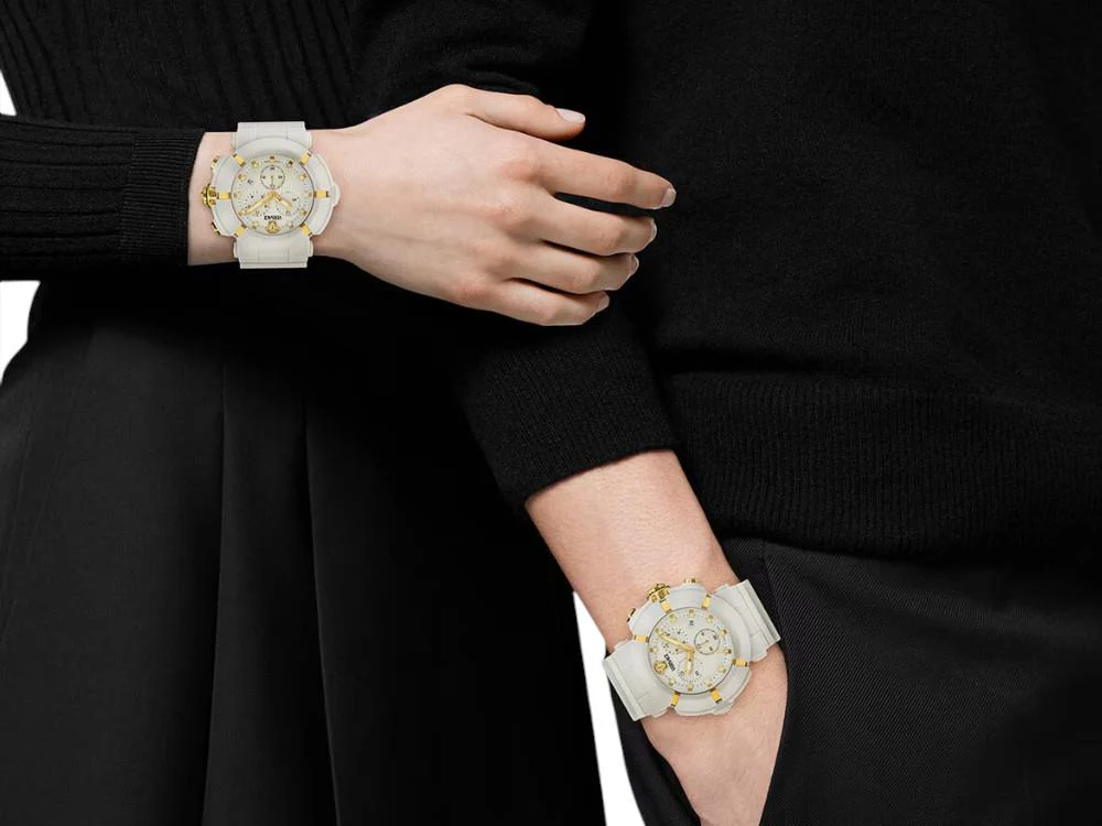 Versace Real Active ChronoQuartz Watch, Recycled Steel, White, 45 mm, VE0L00525 - Image 5