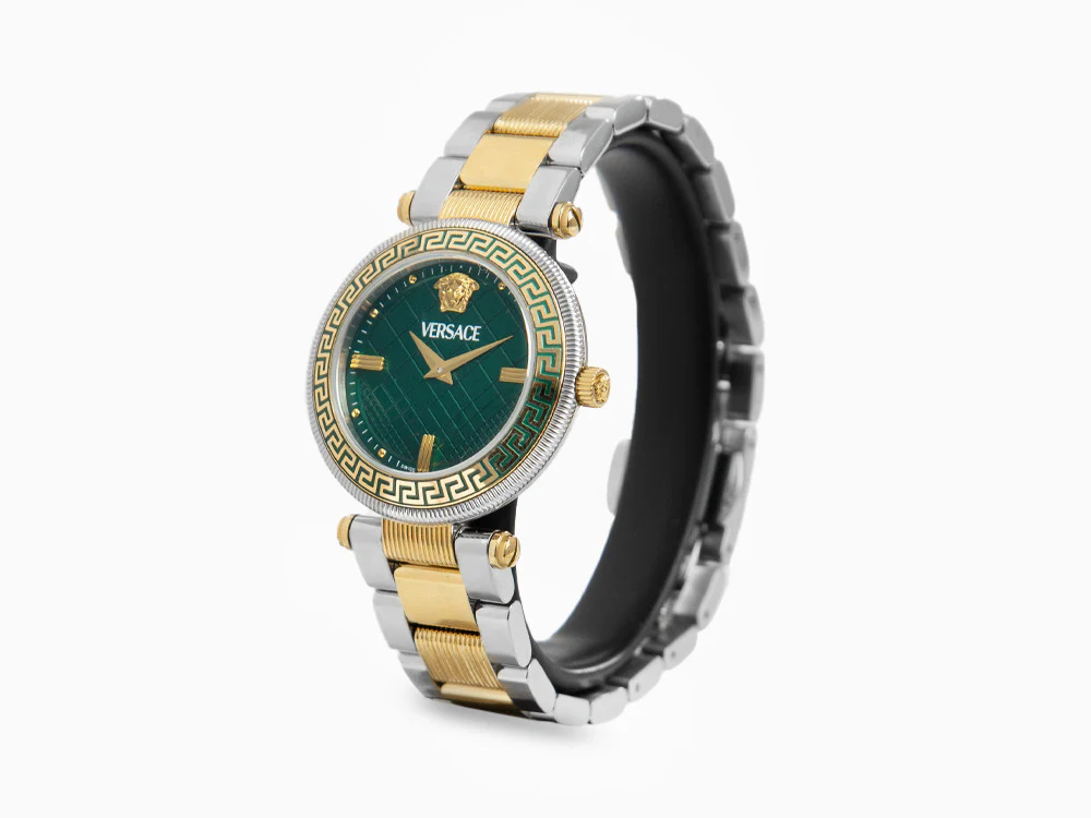 Versace Reve Quartz Watch, PVD Gold, Green, 35 mm, Sapphire Crystal, VE8B00524 - Image 4