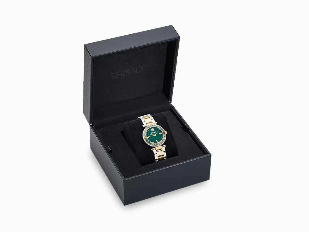 Versace Reve Quartz Watch, PVD Gold, Green, 35 mm, Sapphire Crystal, VE8B00524 - Image 9
