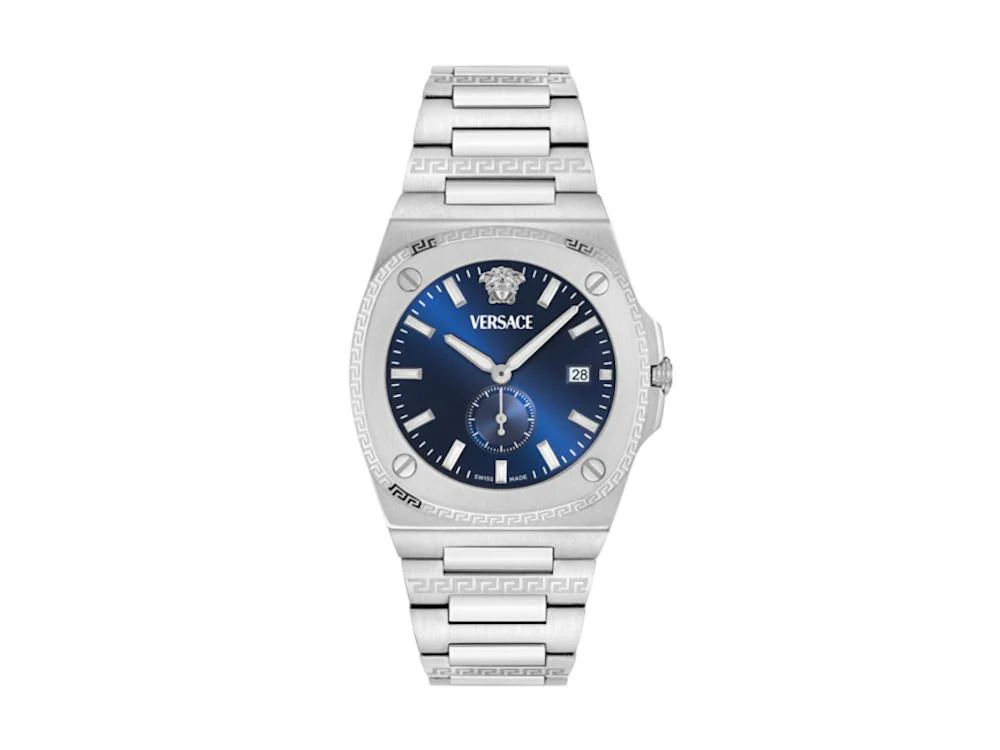 Versace Tolomeo Quartz Watch, Recycled Steel, Blue, 40 mm, VE0V00225