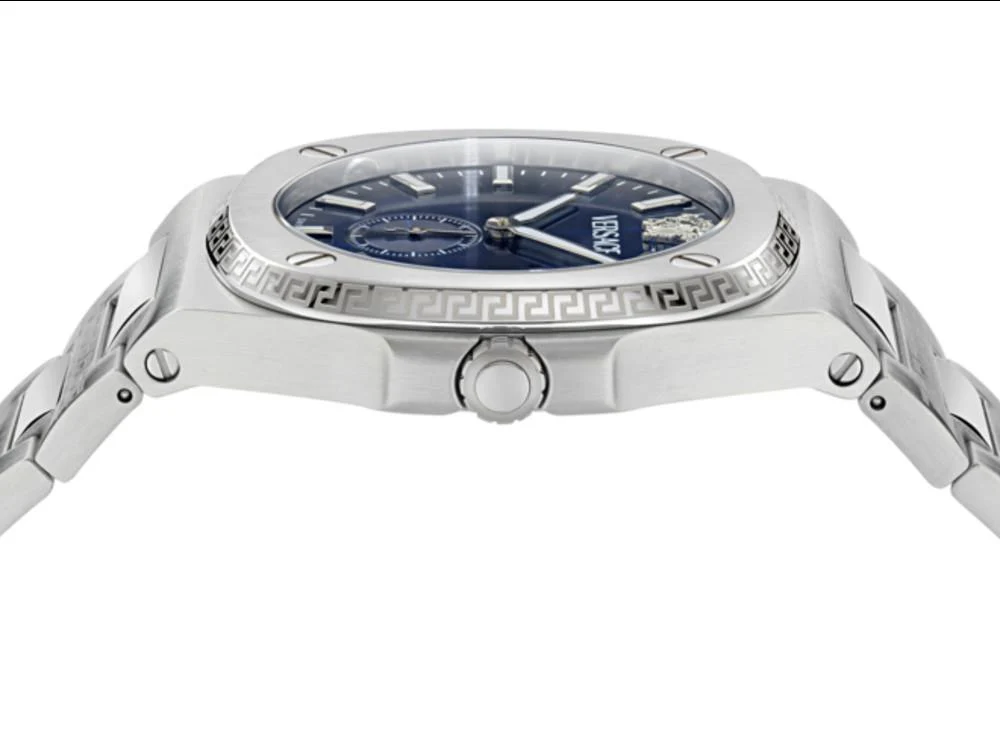 Versace Tolomeo Quartz Watch, Recycled Steel, Blue, 40 mm, VE0V00225 - Image 4