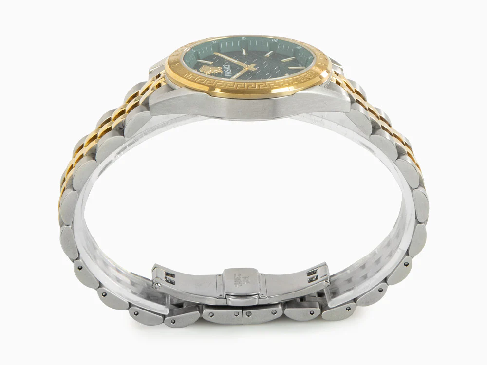 Versace V-Code Lady Quartz Watch, PVD Gold, Green, 36 mm, VE8I00424 - Image 6