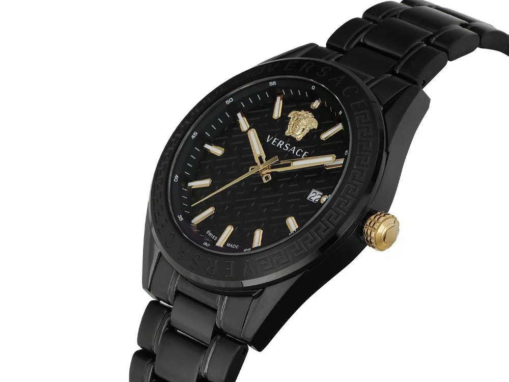 Versace V-Code Quartz Watch, Black, 42 mm, VE6A00925 - Image 4