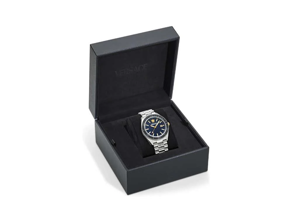 Versace V Dome Quartz Watch, Blue, 42 mm, Sapphire Crystal, VE8E00324 - Image 5