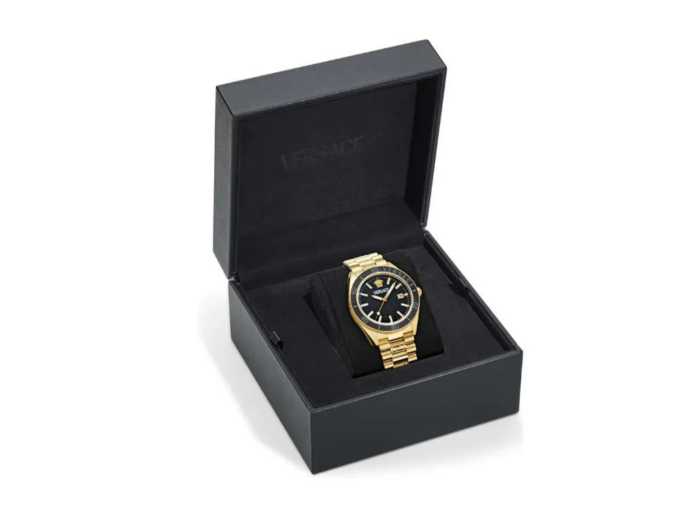 Versace V Dome Quartz Watch, PVD Gold, Black, 42 mm, Sapphire Crystal, VE8E00624 - Image 5