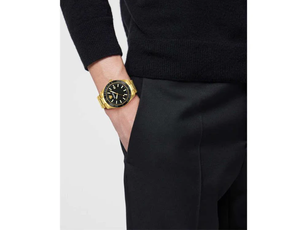 Versace V Dome Quartz Watch, PVD Gold, Black, 42 mm, Sapphire Crystal, VE8E00624 - Image 6