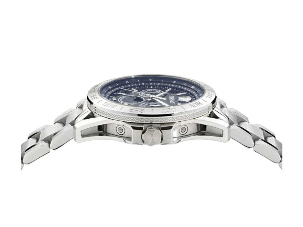 Versace V-Galaxy Moonphase Quartz Watch, Blue, 43 mm, VE0K00125 - Image 4