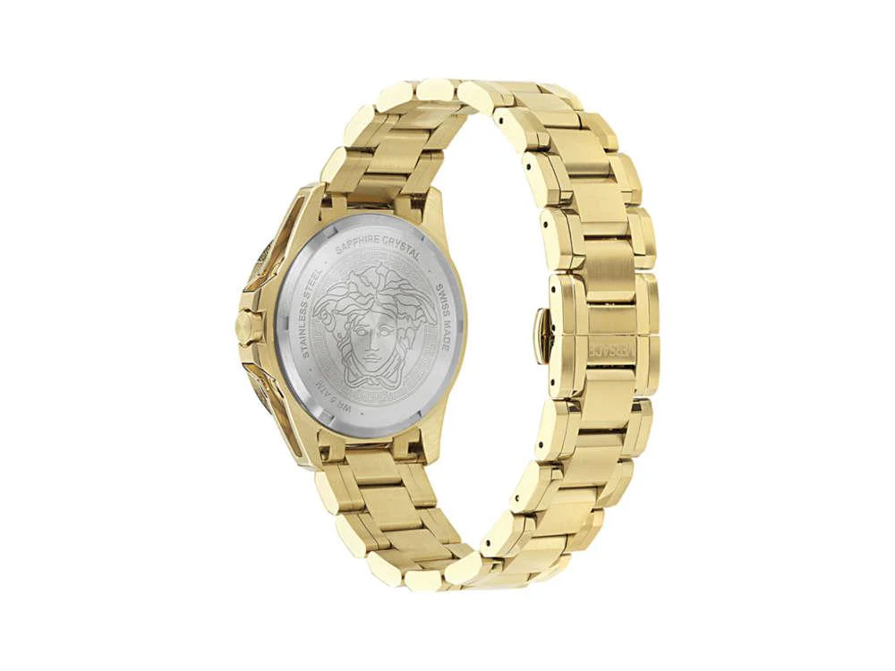Versace V-Galaxy Moonphase Quartz Watch, PVD Gold, Black, 43 mm, VE0K00425 - Image 3