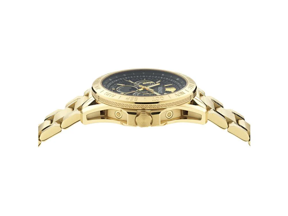 Versace V-Galaxy Moonphase Quartz Watch, PVD Gold, Black, 43 mm, VE0K00425 - Image 4