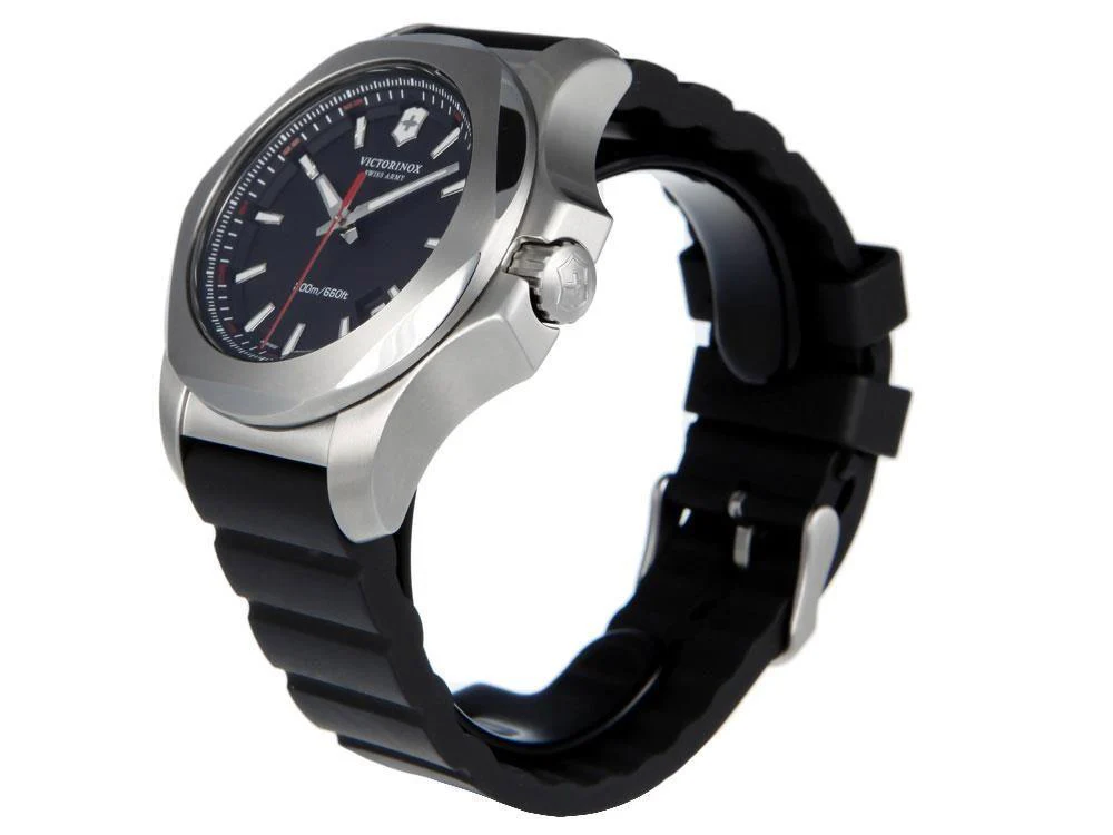 Victorinox I.N.O.X. Quartz Watch, Stainless Steel, Black, 43 mm, Rubber strap - Image 4