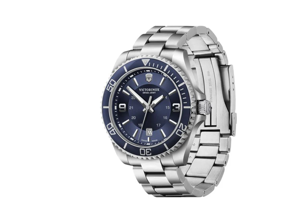 Victorinox Maverick Gent Quartz Watch, Stainless Steel, Blue, 43 mm, V242007 - Image 3