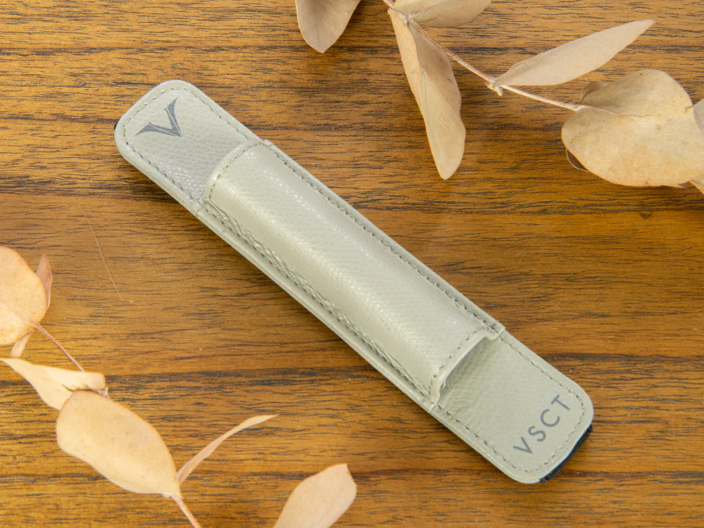 Visconti 1 Pen Case, Leather, Rigid, Grey, KL05-03 - Image 2