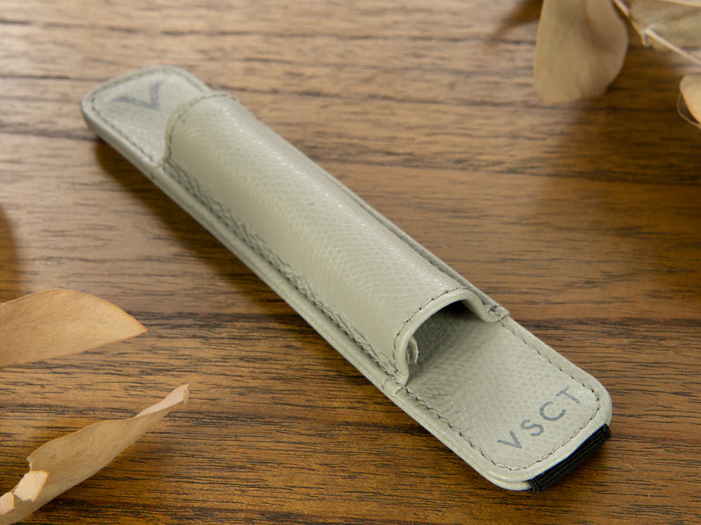 Visconti 1 Pen Case, Leather, Rigid, Grey, KL05-03 - Image 5