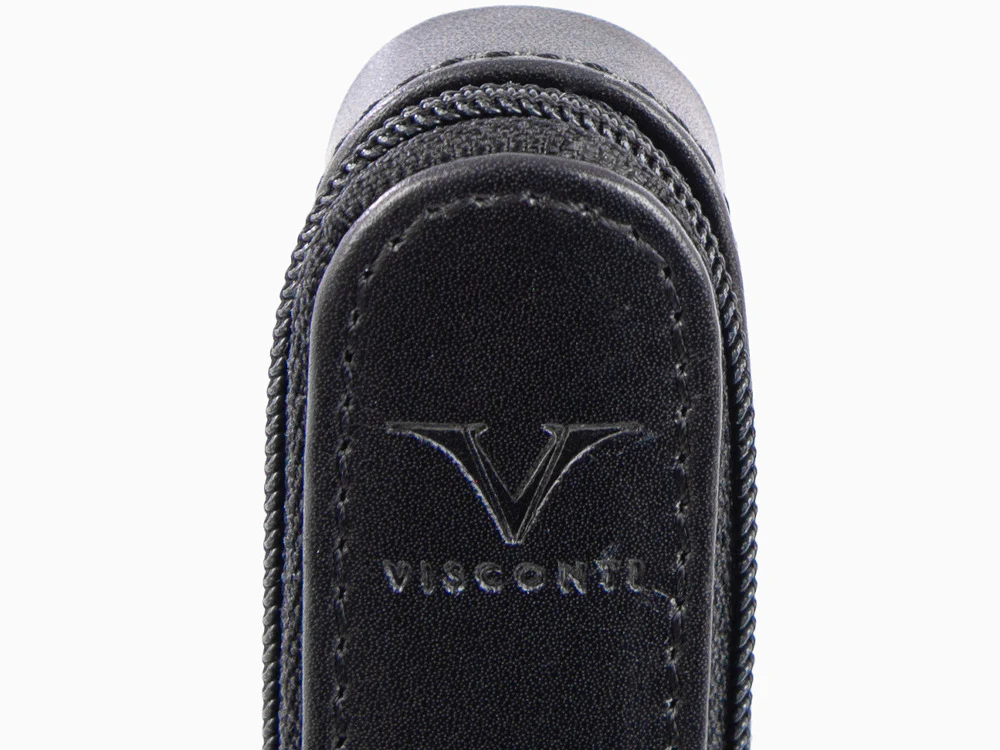 Visconti Accesorios 1 Pen Case, Leather, Rigid, Zip, Black, KL40-01 - Image 6