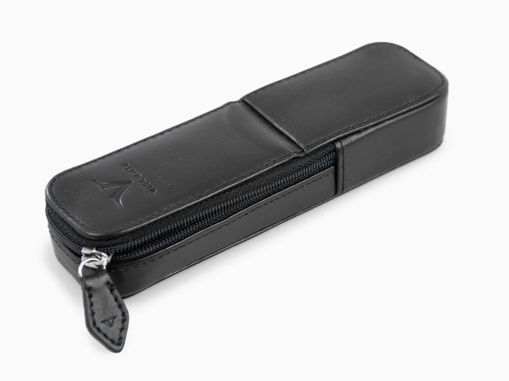 Visconti Accesorios Pen Case, Leather, 2 Writing Instruments, Black, KL40-02 - Image 8