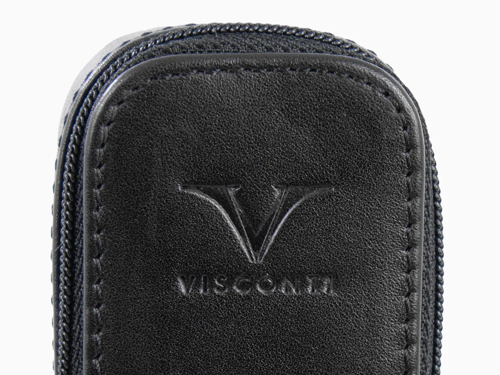 Visconti Accesorios Pen Case, Leather, 2 Writing Instruments, Black, KL40-02 - Image 9