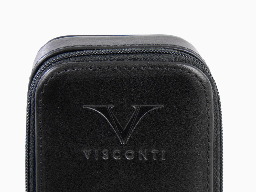 Visconti Accesorios Pen Case, Leather, 3 Writing Instruments, Black, KL40-03 - Image 5