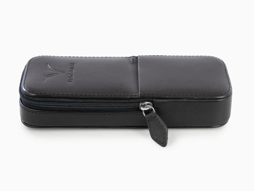 Visconti Accesorios Pen Case, Leather, 3 Writing Instruments, Black, KL40-03 - Image 7