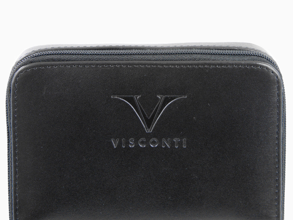 Visconti Accesorios Pen Case, Leather, 6 Writing Instruments, Black, KL40-06 - Image 5