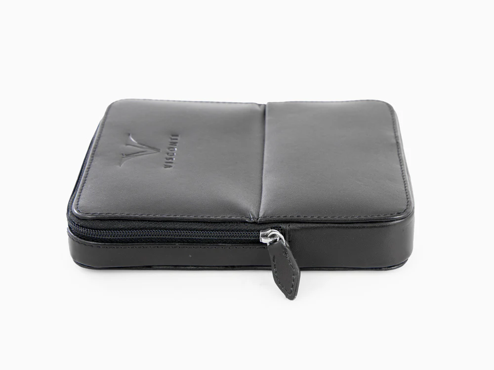 Visconti Accesorios Pen Case, Leather, 6 Writing Instruments, Black, KL40-06 - Image 9