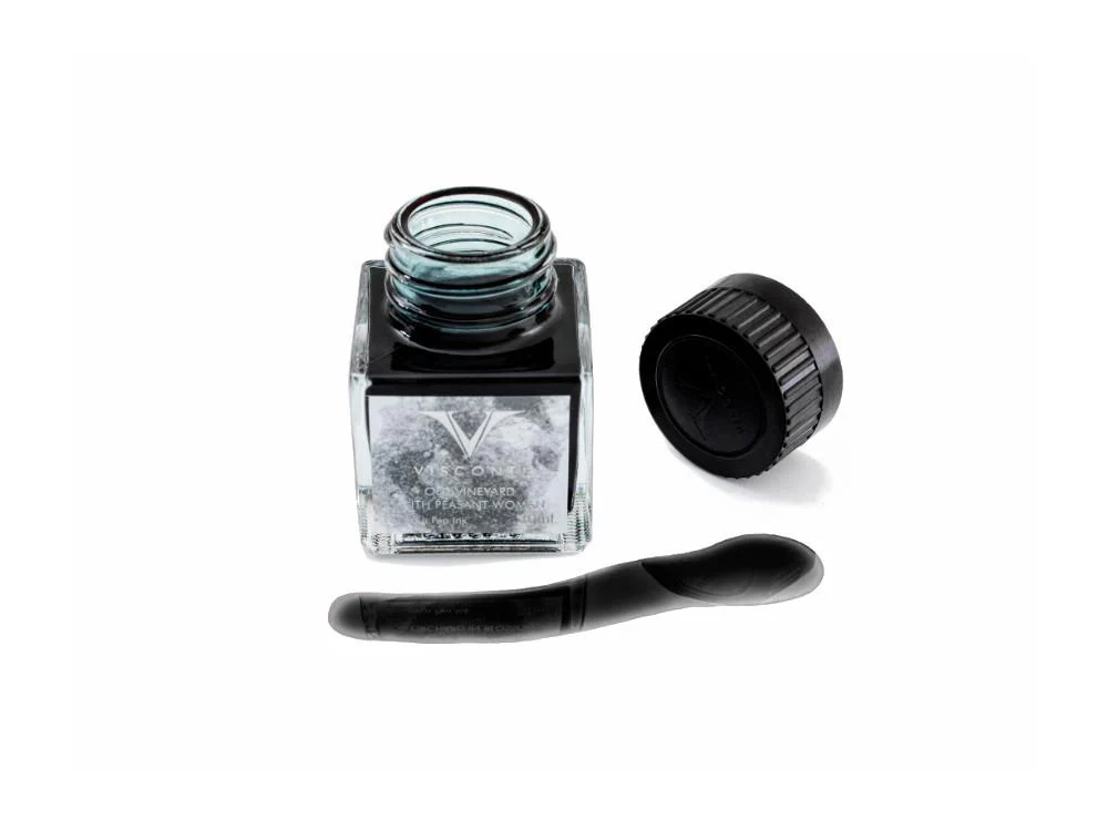 Visconti Old vineyard with peasant woman Ink Bottle, 30ml, Grey, INKVG-30ML09 - Image 2