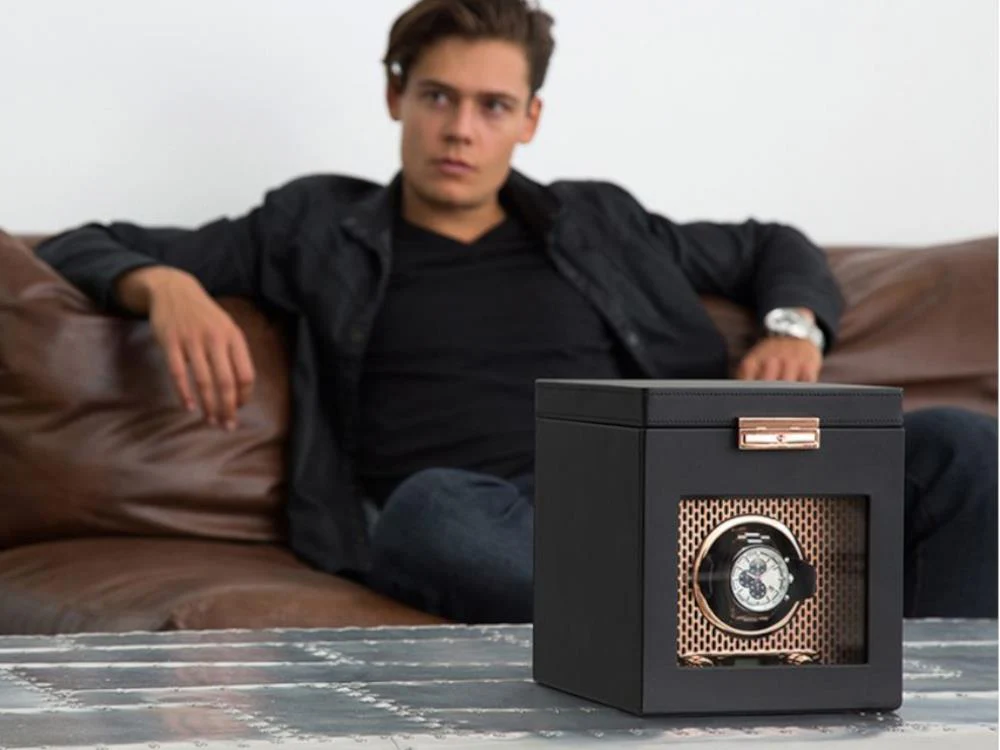 WOLF Axis Watch winder, 1 Watch, Black, Vegan Leather, 469216 - Image 5