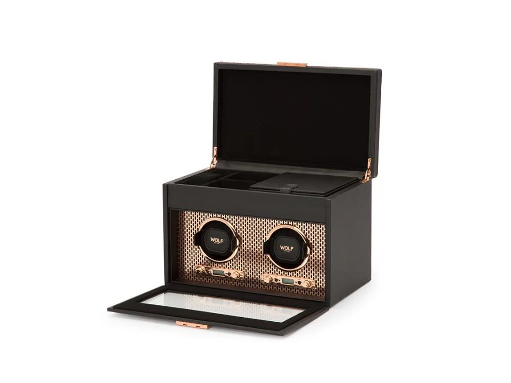 WOLF Axis Watch winder, 2 Watches, Black, Vegan Leather, 469316 - Image 3