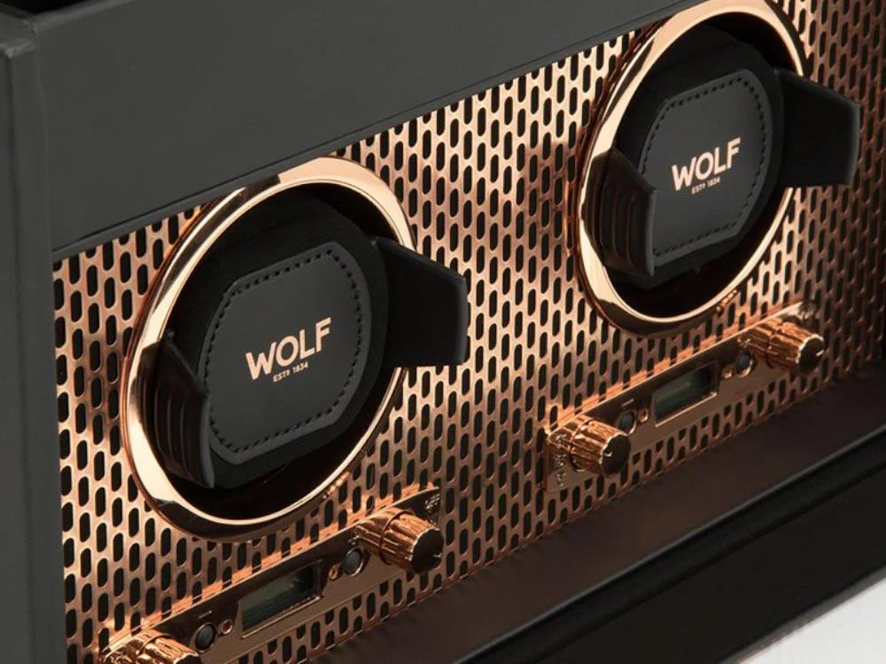 WOLF Axis Watch winder, 2 Watches, Black, Vegan Leather, 469316 - Image 4