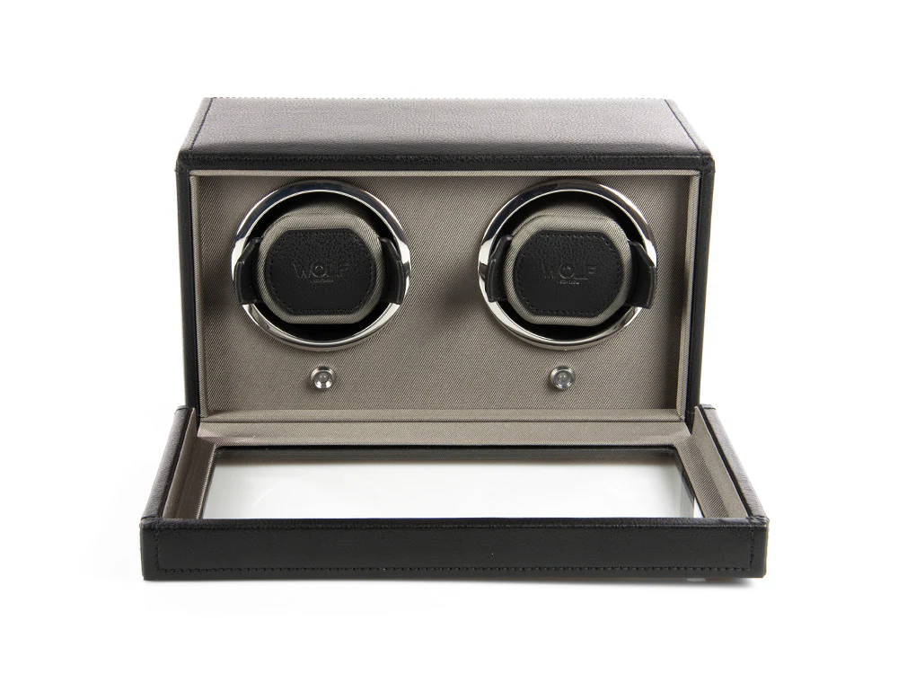 WOLF Cub Watch winder, 2 Watches, Black, Vegan Leather, 461203 - Image 3