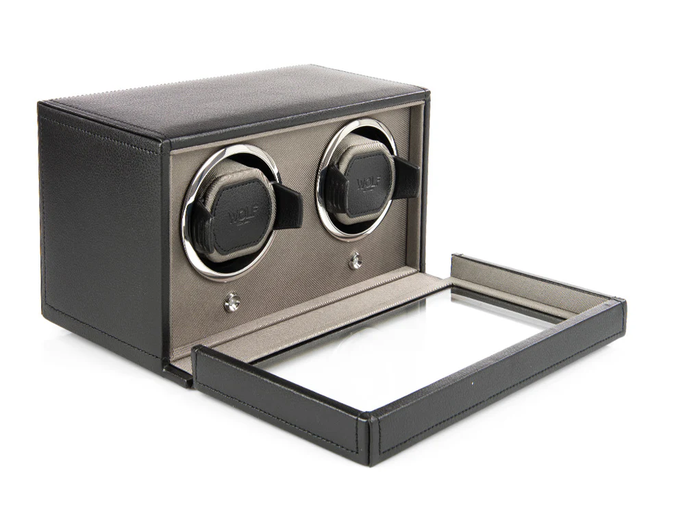 WOLF Cub Watch winder, 2 Watches, Black, Vegan Leather, 461203 - Image 4