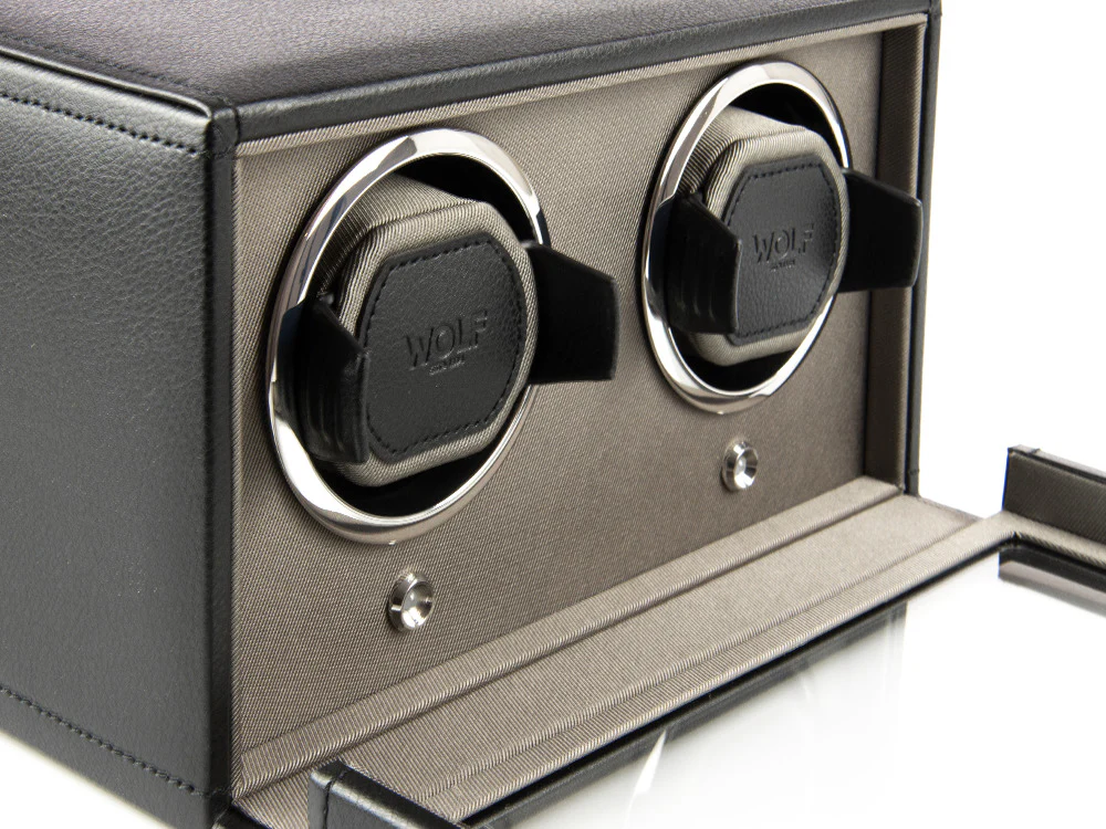 WOLF Cub Watch winder, 2 Watches, Black, Vegan Leather, 461203 - Image 7