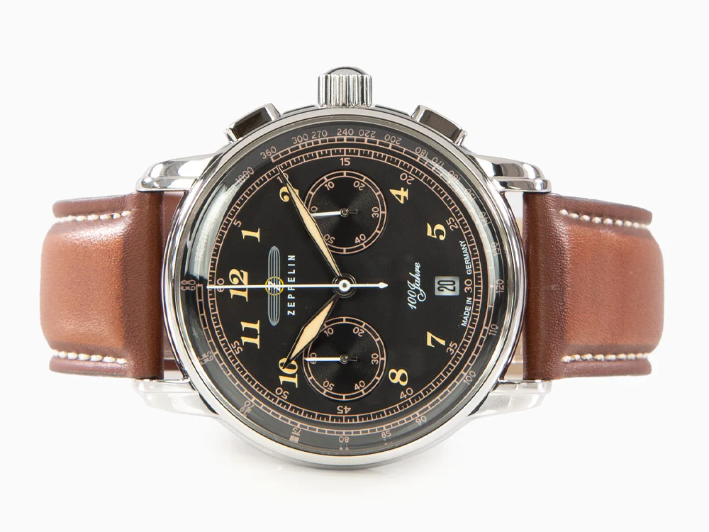 Zeppelin 100 Jahre Zeppelin Ed.2 Quartz Watch, Black, 42 mm, Chronograph, 7674-3 - Image 7
