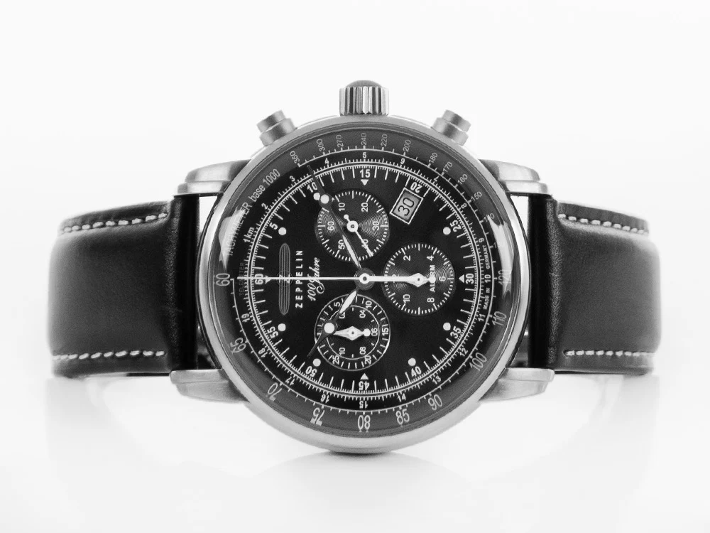 Zeppelin 100 Years Zeppelin Ed. 1 Quartz Watch, Black, 42 mm, Day, 7680-2 - Image 7