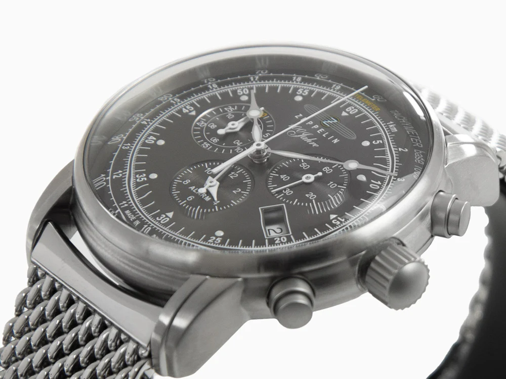 Zeppelin 100 Years Zeppelin Ed. 1 Quartz Watch, Black, 42 mm, Day, 7680M-2 - Image 8