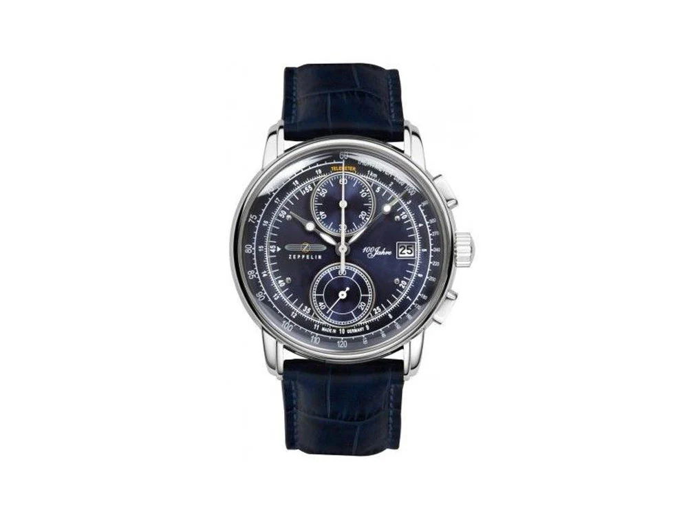 Zeppelin 100 Years Zeppelin Ed. 1 Quartz Watch, Blue, 42 mm, Day, 8670-3