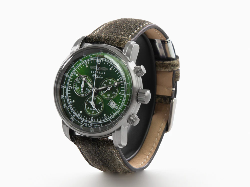 Zeppelin 100 Years Zeppelin Ed. 1 Quartz Watch, Green, 42 mm, Day, 8680-4 - Image 4