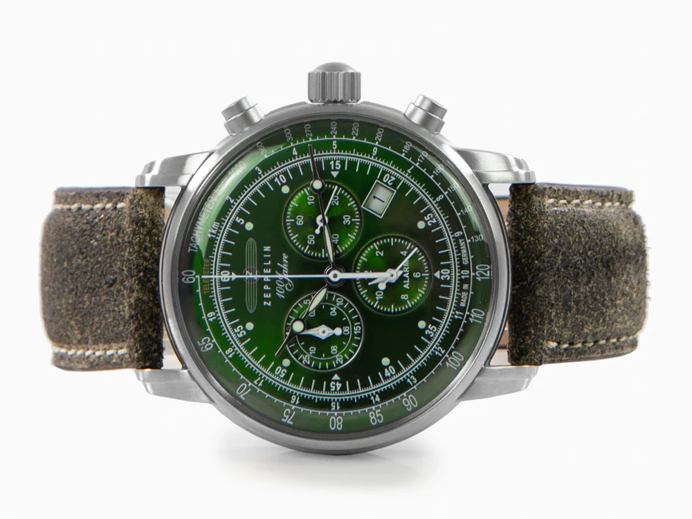 Zeppelin 100 Years Zeppelin Ed. 1 Quartz Watch, Green, 42 mm, Day, 8680-4 - Image 7