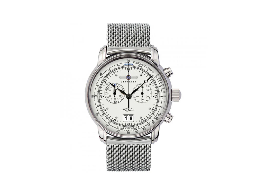 Zeppelin 100 Years Zeppelin Ed. 1 Quartz Watch, Silver, 42 mm, 7690M-1