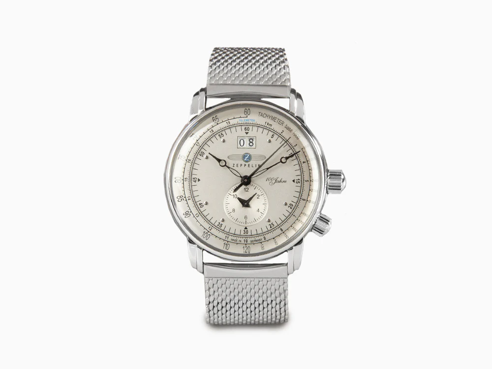 Zeppelin 100 Years Zeppelin Ed. 1 Quartz Watch, Silver, 42 mm, GMT, 7640M-1 - Image 2